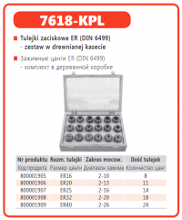 Комплект цанг ER тип 7618-20-3÷13 ER KP